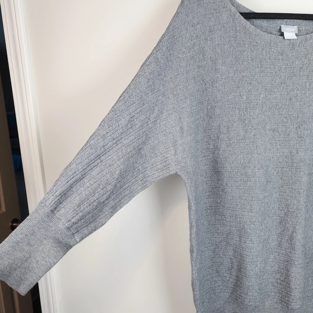 Chico's grey sweater size 3 / XL soft cozy 2 % cashmere